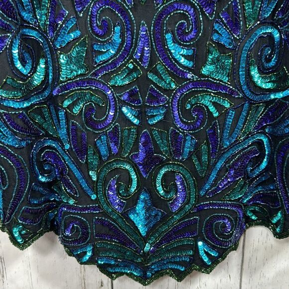 Laurence Kazar Vintage Silk Sequin Top Glam Partywear 3X Holiday Sparkle - Picture 9 of 16